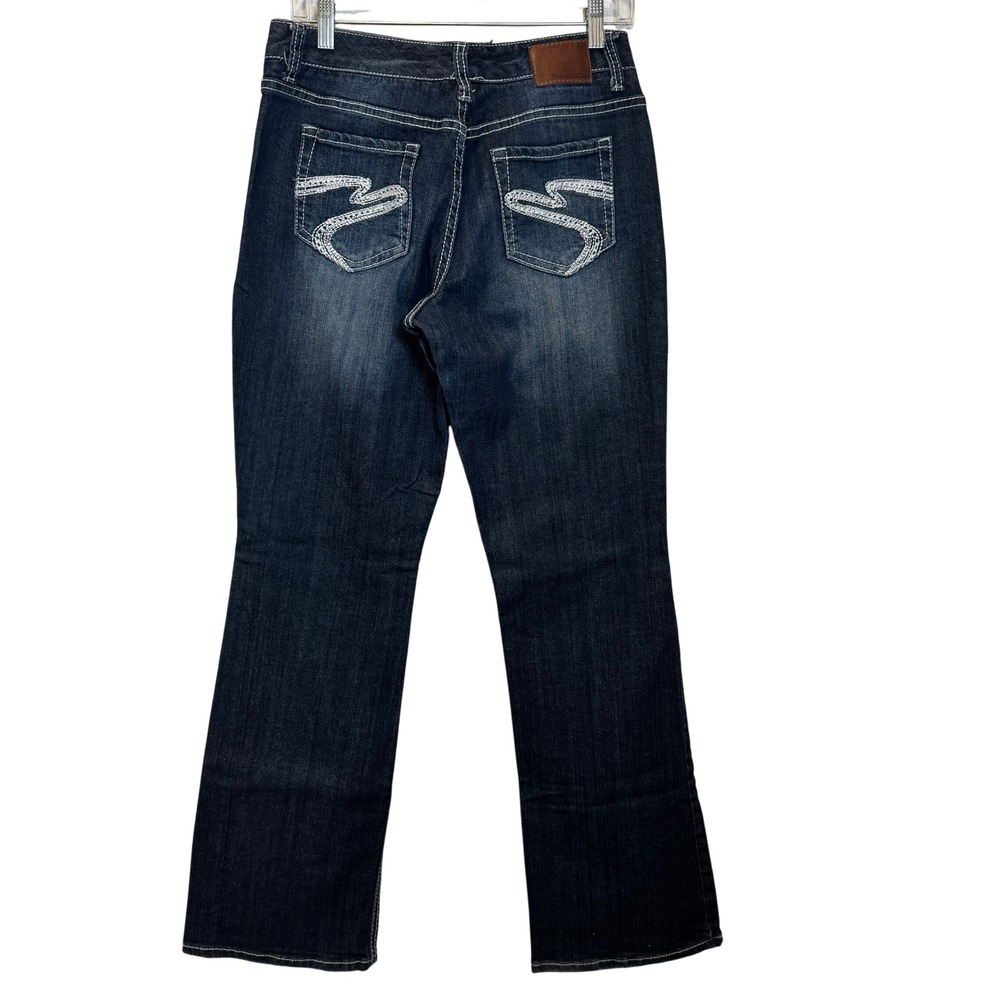 Maurices Womens Bootcut Jeans Y2K  90s Stitching Dark Wash Cowgirl Size 5/6 LONG - Picture 4 of 9